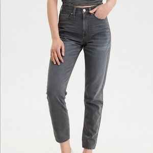 american eagle dark grey mom jeans